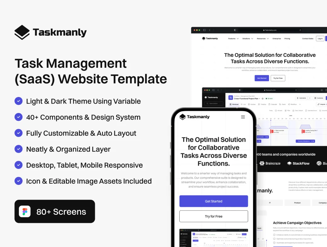 کیت UI مدیریت وظایف وب‌سایت | Taskmanly