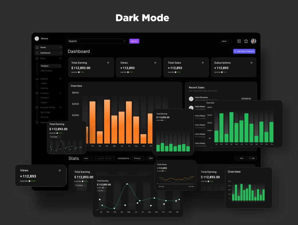 طرح UI داشبورد مدیریت فروشگاه
