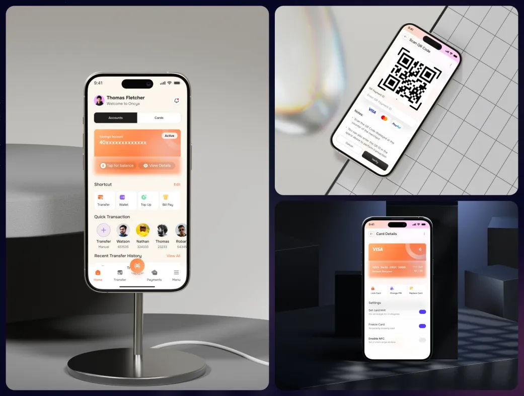 کیت طراحی UI اپلیکیشن بانکی موبایل | Oncya