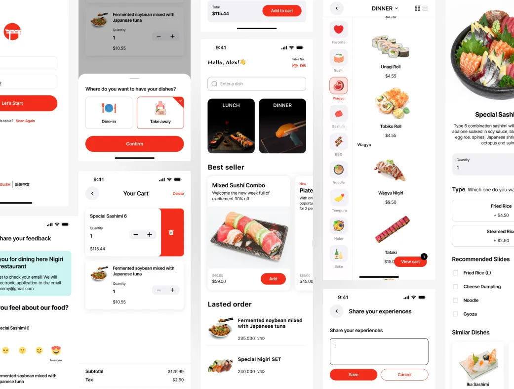 کیت UI موبایل منوی رستوران بارکد QR | Nigiri