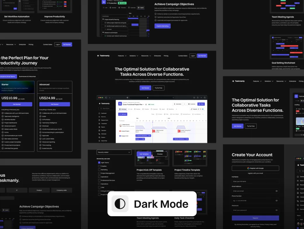 کیت UI مدیریت وظایف وب‌سایت | Taskmanly