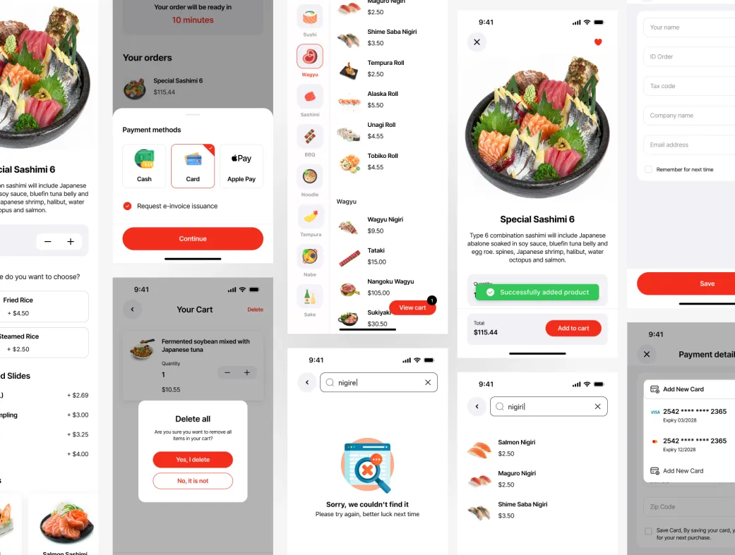کیت UI موبایل منوی رستوران بارکد QR | Nigiri