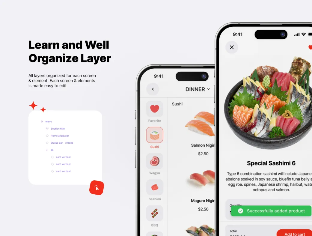 کیت UI موبایل منوی رستوران بارکد QR | Nigiri