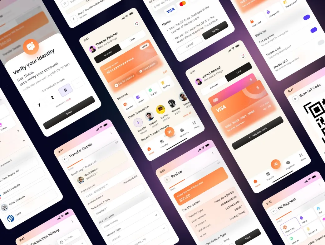 کیت طراحی UI اپلیکیشن بانکی موبایل | Oncya