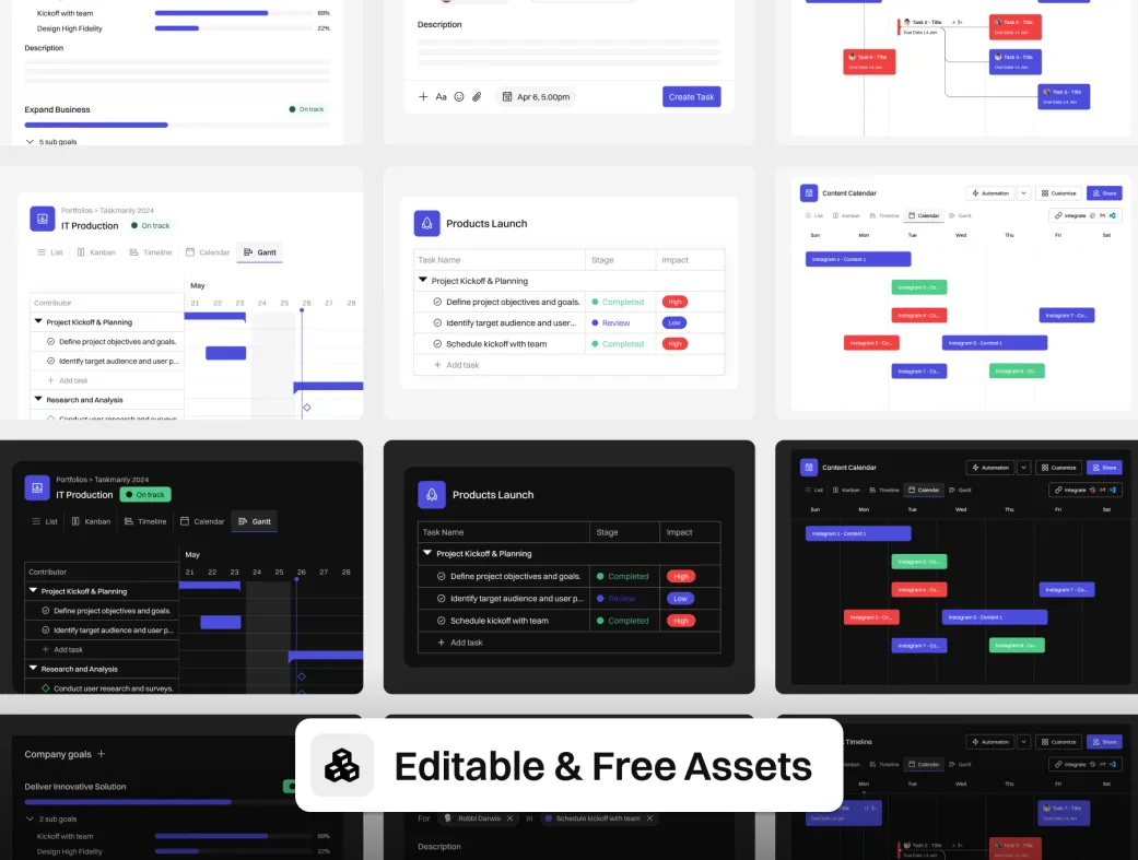 کیت UI مدیریت وظایف وب‌سایت | Taskmanly
