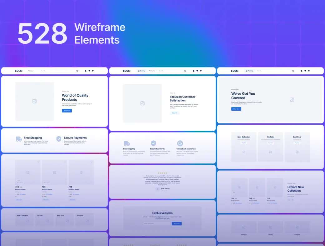 کیت UI وایرفریم فروشگاهی | ECOM