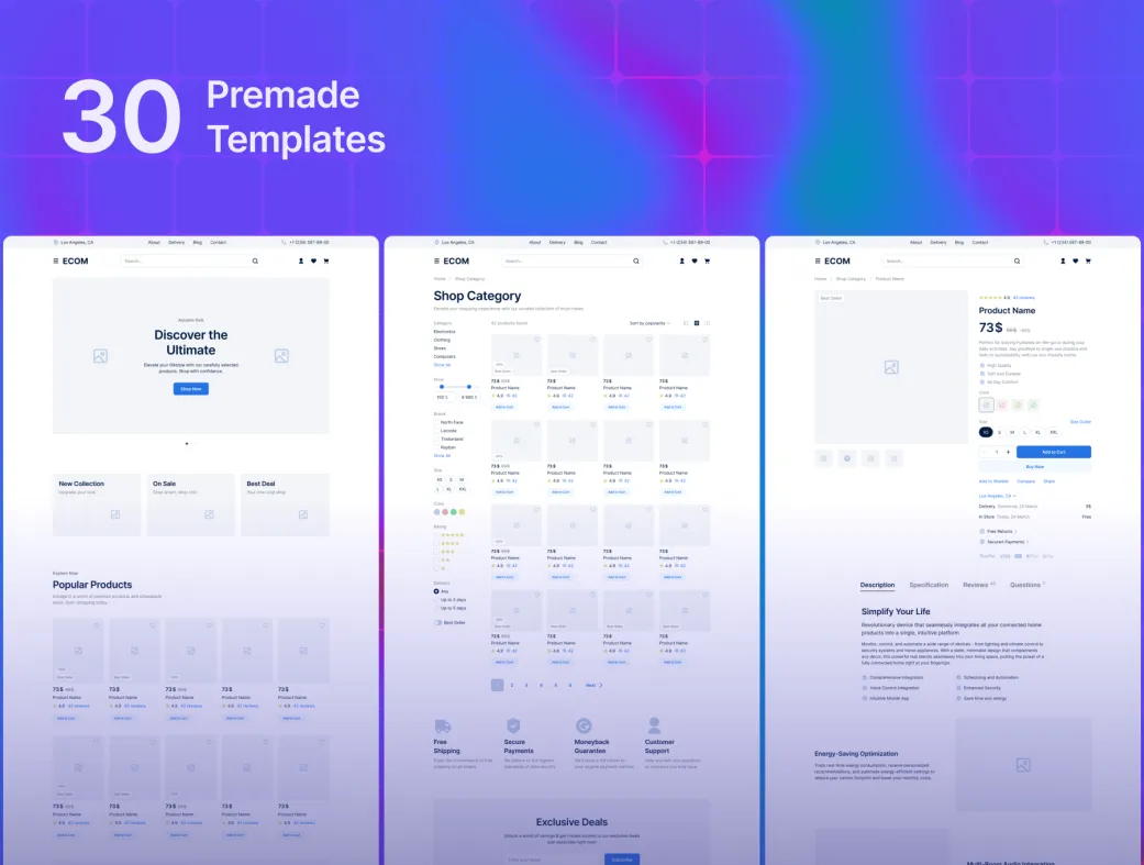 کیت UI وایرفریم فروشگاهی | ECOM