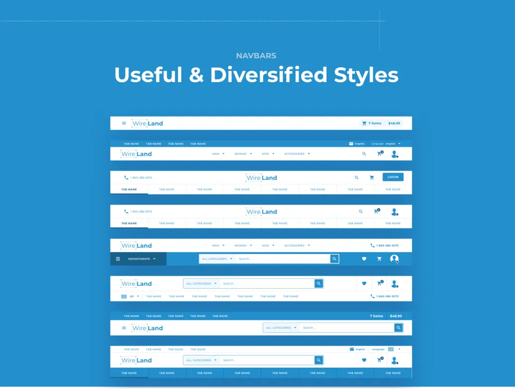 کتابخانه وایرفریم جامع برای طراحی فروشگاههای آنلاین | Wireland