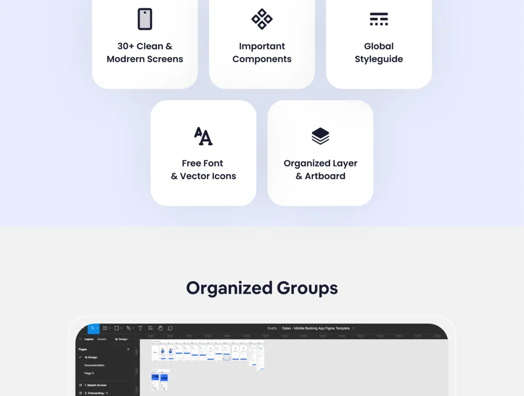 قالب UI اپلیکیشن بانکی موبایل Oalan