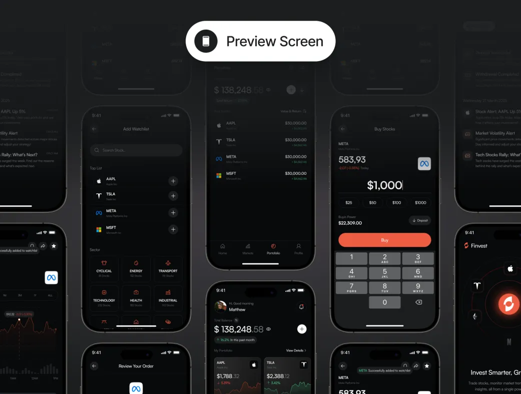 فینوست - کیت UI اپلیکیشن موبایل سهام | Finvest