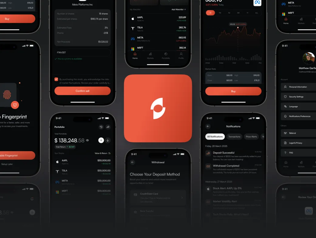 فینوست - کیت UI اپلیکیشن موبایل سهام | Finvest