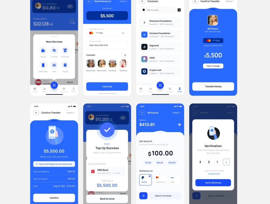 قالب UI اپلیکیشن بانکی موبایل Oalan
