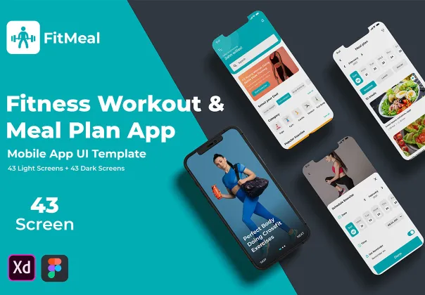 کیت رابط کاربری تمرین و برنامه غذایی فیتمیل | FitMeal Fitness UI Kit