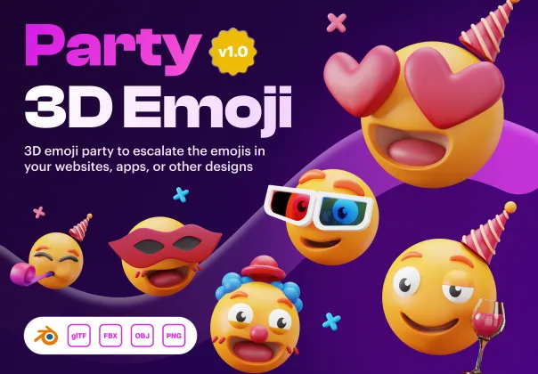 مجموعه اموجی های سه بعدی هپی | Emoty 3D Party & Celebration Emoji