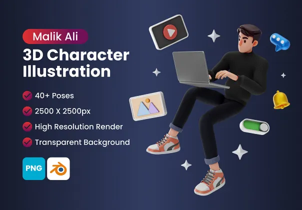 کارکتر سه بعدی مرد منحصر به فرد مالیک علی | Malik Ali Male 3D Character