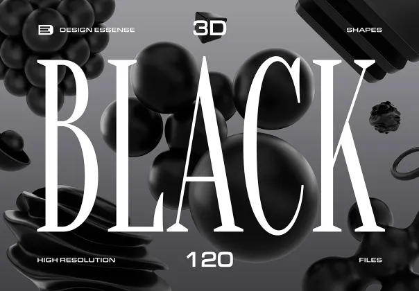 مجموعه اشکال سه بعدی سیاه | 3D Black Shapes Collection
