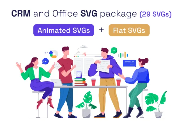 پکیج تصاویر SVG اداری و مدیریت مشتریان | CRM & Office SVG Package