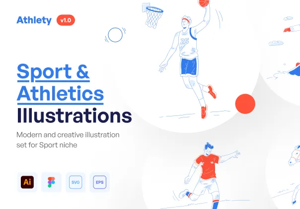 مجموعه تصویرسازی های ورزشی اتلتی | Athlety Sport & Athlety Illustration