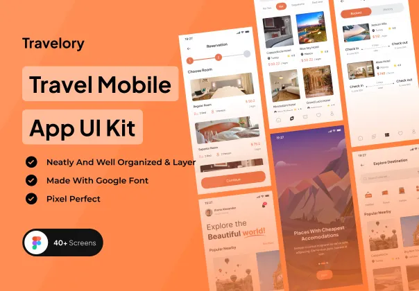 کیت رابط کاربری اپلیکیشن مسافرتی تراولوری | Travelory App UI Kit
