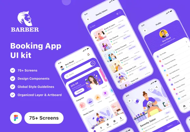 کیت رابط‌کاربری اپلیکیشن رزرو آرایشگر | Barber Booking Kit