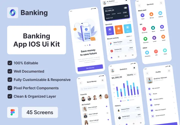 کیت رابط کاربری اپلیکیشن بانکوو | Bankoo Banking App UI Kit