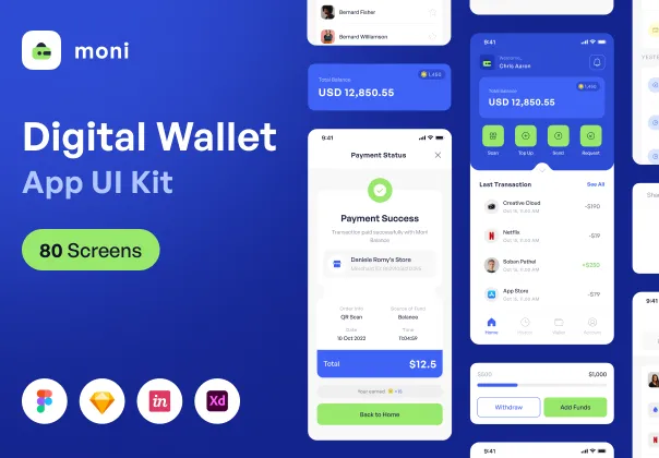 کیت رابط کاربری کیف پول دیجیتال مانی Moni