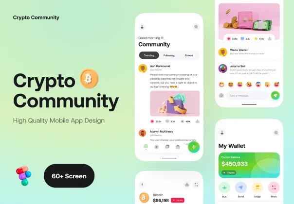 کیت رابط کاربری برنامه جامعه کریپتو | Crypto Community App UI Kit