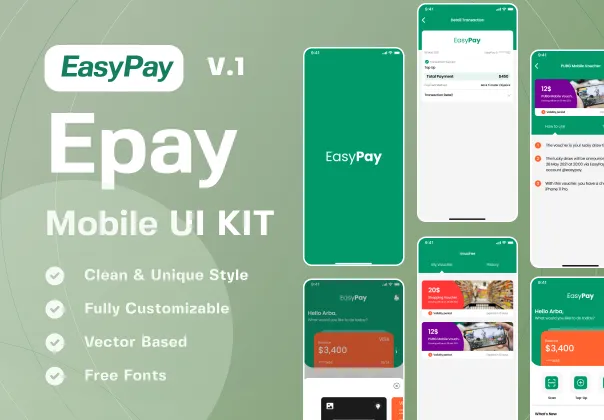 کیت رابط کاربری اپلیکیشن ایزی پی | Easypay Epay Mobile UI Kit