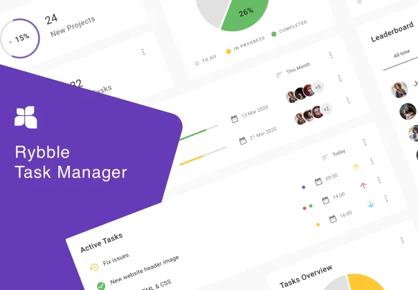 طرح UI برنامه تسک منیجیر ریبل | Rybble TM