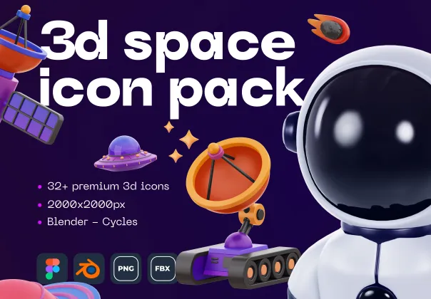 پک آیکونهای 3D فضایی | Space 3D icon pack