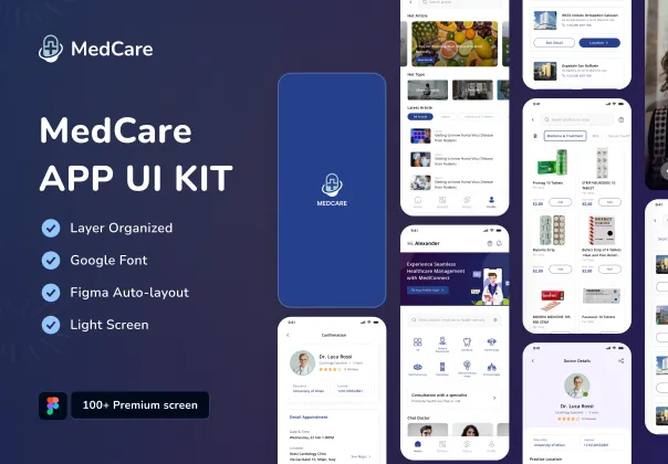 کیت UI رایگان پزشکی و سلامت MedCare