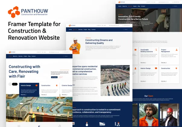قالب Framer رایگان برای وبسایت ساختمانی و بازسازی پانتوو | Framer