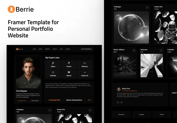 قالب فریمر برای وب‌سایت پورتفولیو شخصی بری

**برچسب‌های محصول:** framer, freebie

**سازگاری‌ها:** Framer