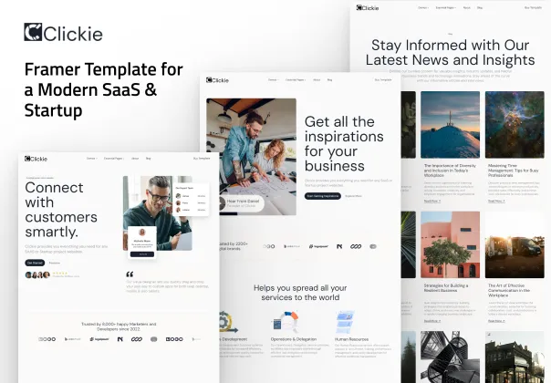 قالب فریمر رایگان Clickie برای SaaS و استارتاپ‌های مدرن