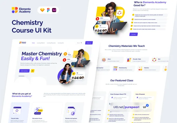 کیت UI دوره شیمی دانشگاه المنتا: ساخت وب‌سایت‌های جذاب و واکنش‌پذیر به شیمی به‌صورت آسان
