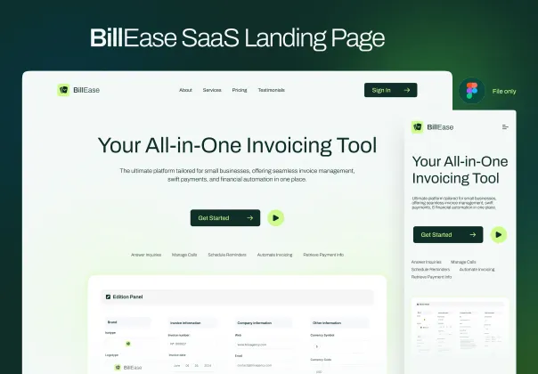 الگوی صفحه اصلی SaaS بیل‌ایز - رایگان | figma