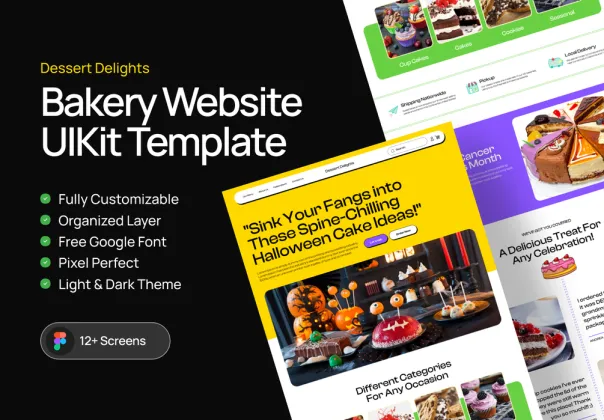 الگوی طراحی وبسایت بیکری و کیک فروشی Dessert Delights