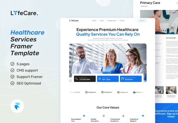 LifeCare - قالب فریمر خدمات بهداشتی | رایگان