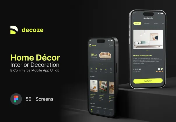 کیت UI موبایل دکوراسیون Decoze برای فیگما | Clariv