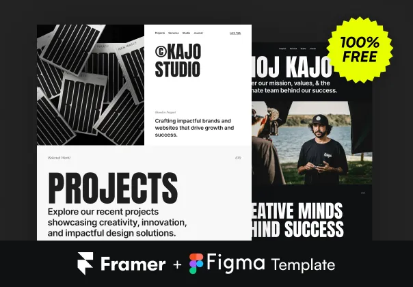 الگوی پورتفولیو کاجو | رایگان Framer | Kajo