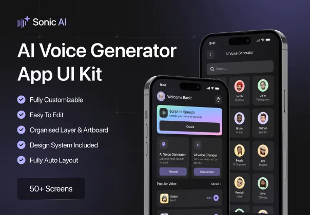 کیت UI رایگان Sonic AI - برنامه تولید صدای هوش مصنوعی