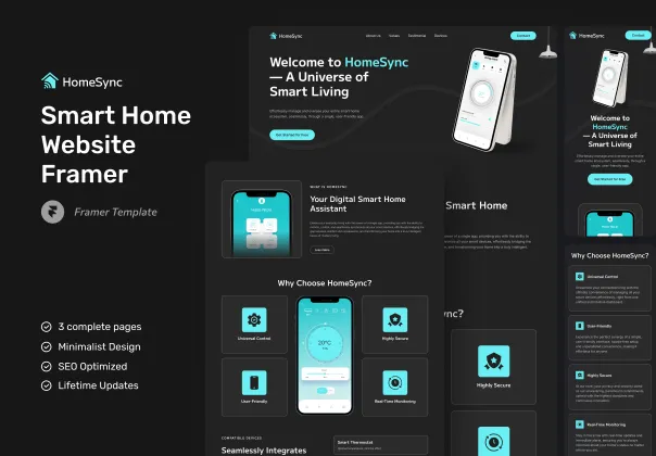 الگوی وب‌سایت هوم‌سینک - هوشمند سازه خانه | Framer