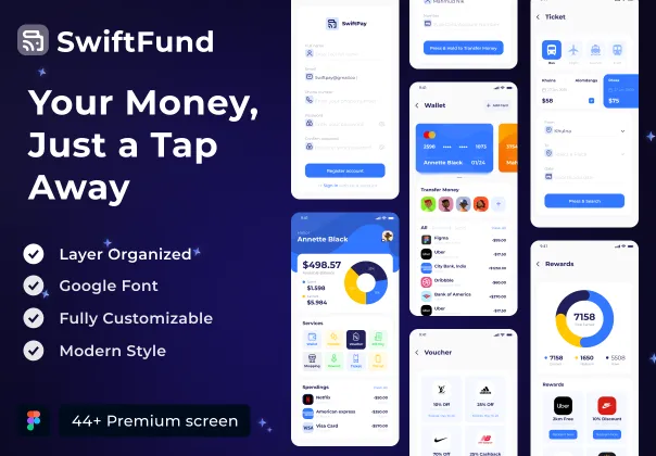 کیت رابط کاربری رایگان SwiftFund | figma