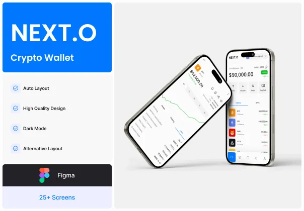 کیت UI اپلیکیشن موبایل کیف پول رمزارز | Next.o