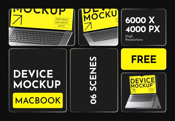 ماک‌آپ دستگاه مک‌بوک رایگان