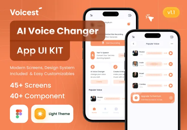 کیت رابط کاربری Voicest - تغییردهنده صدای هوش مصنوعی | Voices