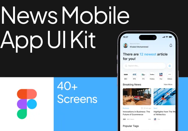 کیت رابط کاربری اپلیکیشن موبایل خبری | Premium News Mobile App UI Kit