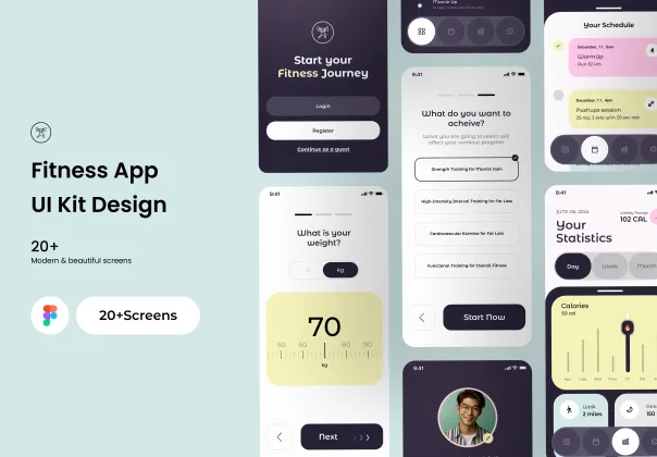کیت UI رایگان اپلیکیشن فیتنس مدرن | Figma