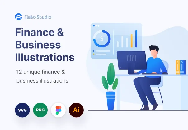 تصاویر مالی و کسب‌وکار | ایلاستریشن‌های ۱۲ صحنه‌ای رایگان | figma