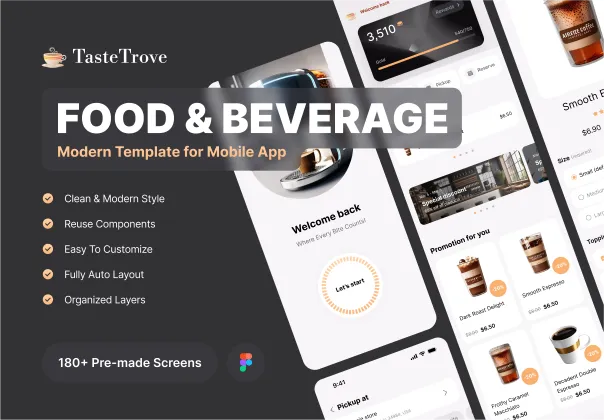 کیت چند منظوره رابط کاربری غذا و نوشیدنی TasteTrove